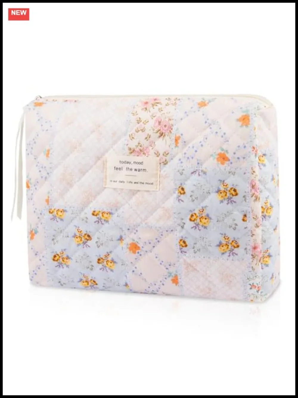 Small Quilted Cotton Cosmetic Bag Floral Travel Makeup Toiletry Organizer Cute